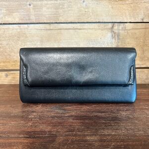 Vintage Genuine Leather Envelope Clutch Black | Made in Argentina | Evening Bag